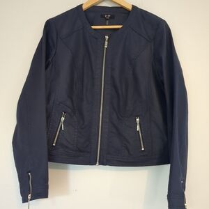 Yest Jacket Women's Size 12 Navy Jacket Cotton Light Blend Denim European